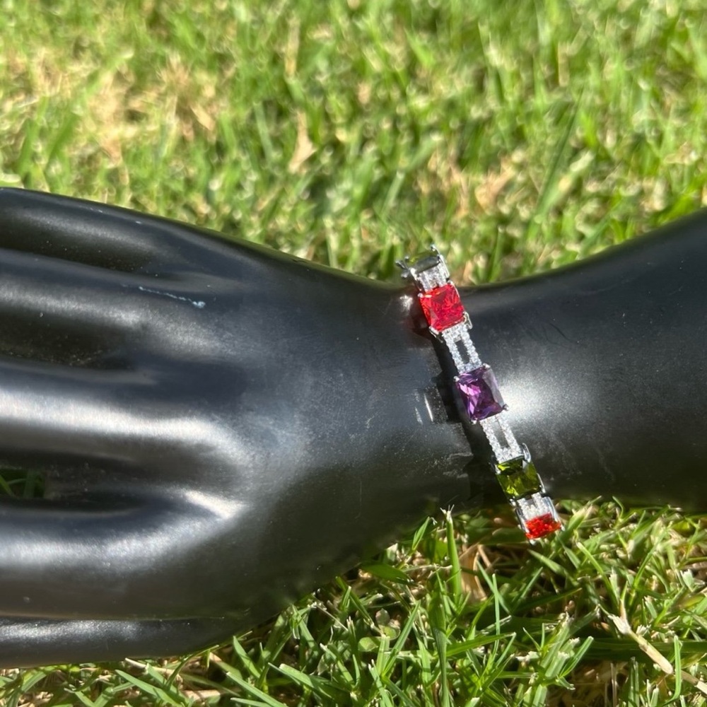 Gorgeous Multicolor Gemstone Adjustable Bracelet - image 8